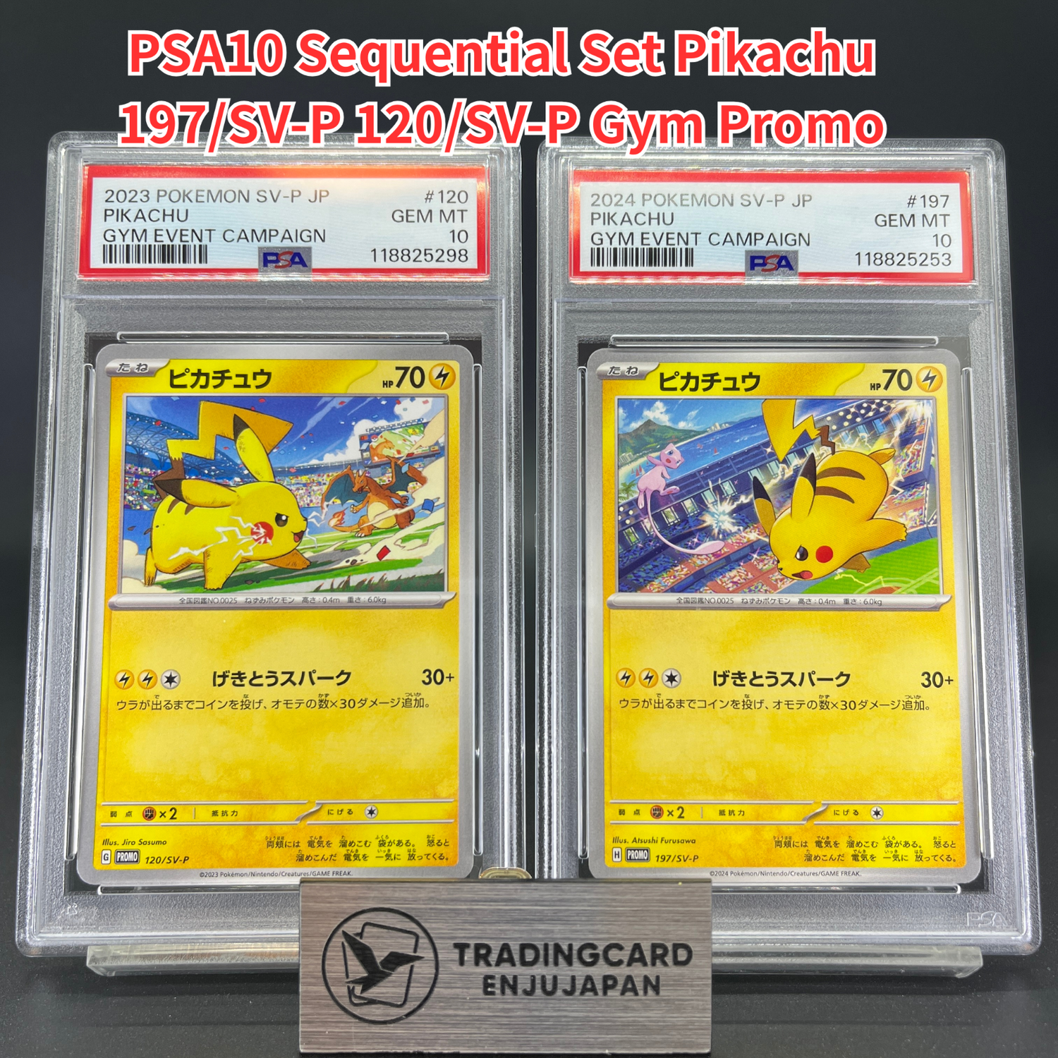 Sequential PSA 10 Pikachu 197/SV-P 120/SV-P Gym Promo Japanese Pokemon Card